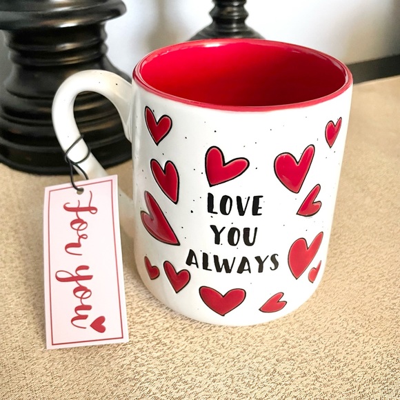 NWT LOVE YOU ALWAYS Hearts Ceramic Mug - Picture 2 of 4